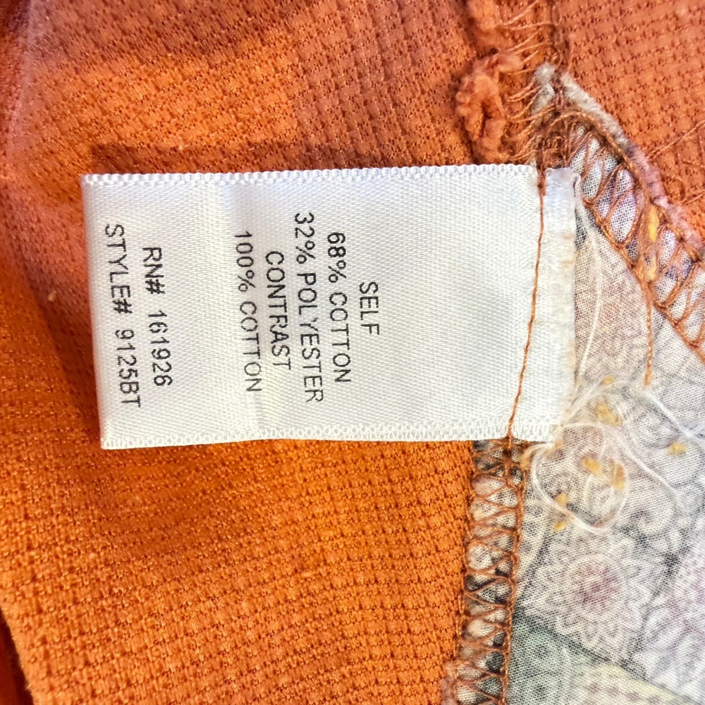 NWT Blue Velvet Patchwork waffle knit Top Rust Cottage Boho medium peasant - Picture 10 of 12
